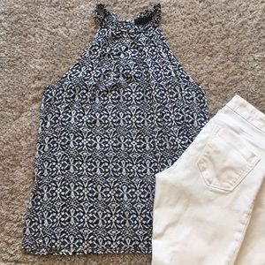 Cynthia Rowley tank blouse navy white small